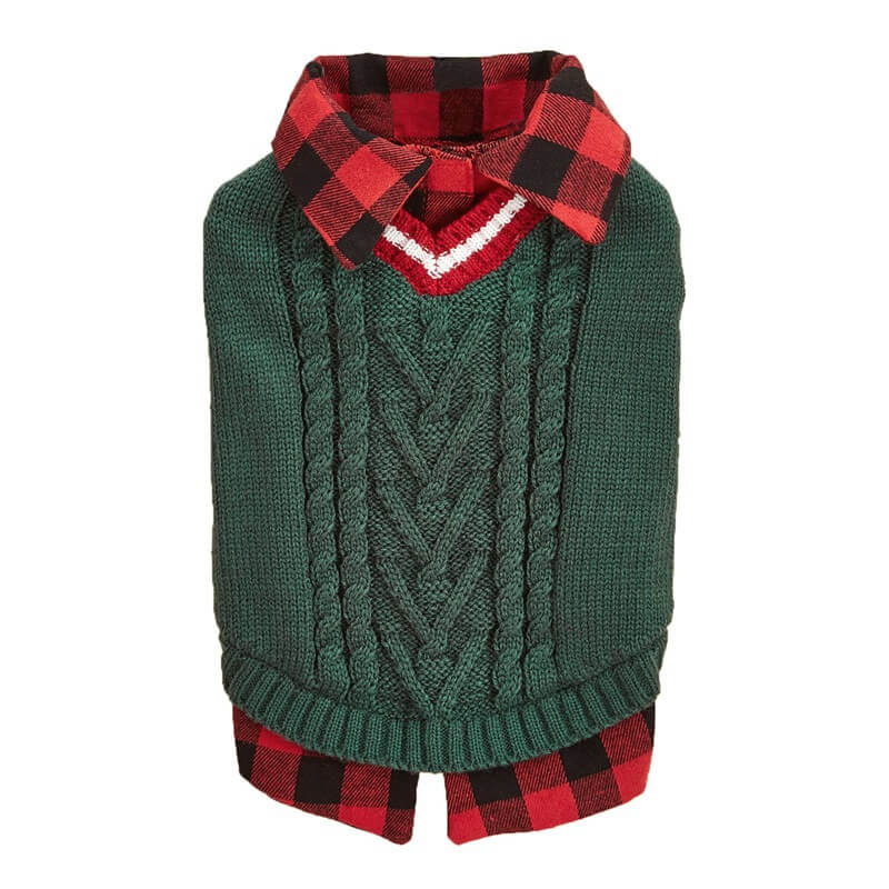 Perfecto para el otoño de cuello a cuadros a cuadros de invierno Cable Sweater Chalece