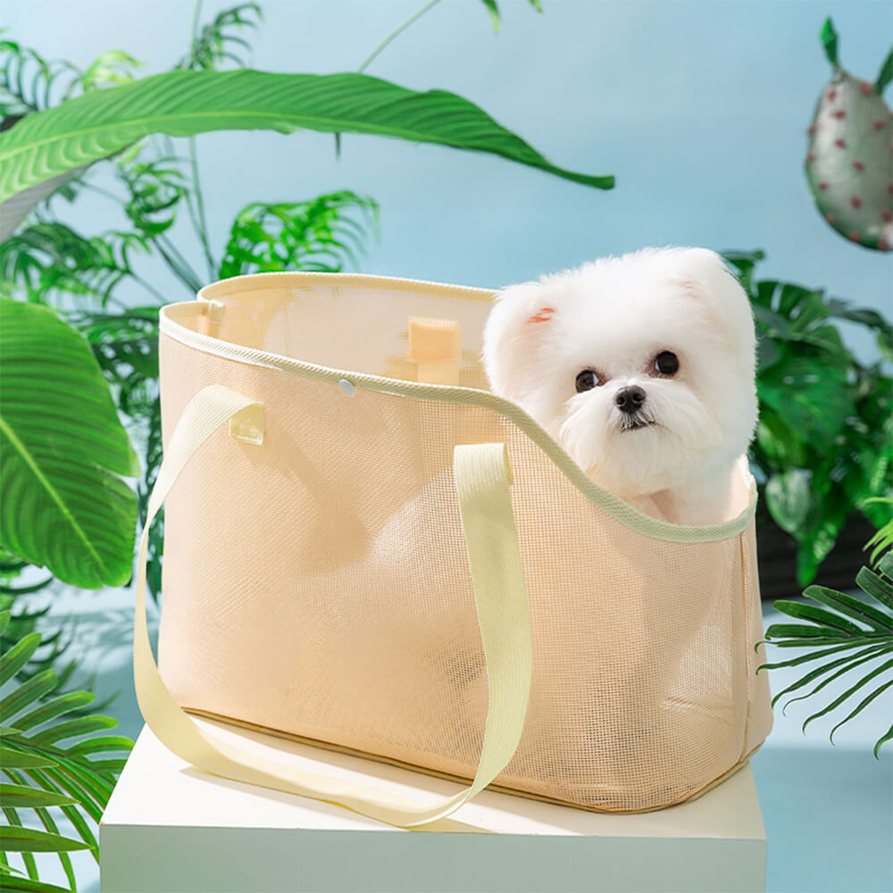 Bolsa transportadora de malla ligera para perros y gatos pequeños