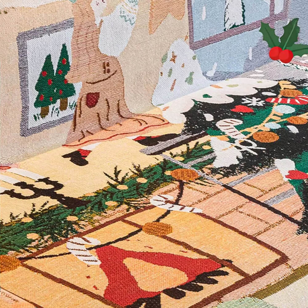 Cubierta de sofá decorativa de punto de punto de Jacquard suave con temas de Navidad