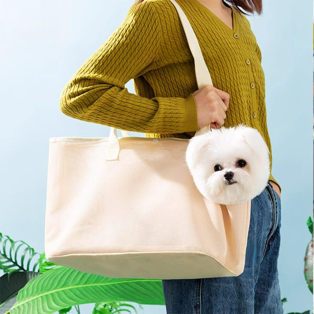 Bolsa transportadora de malla ligera para perros y gatos pequeños