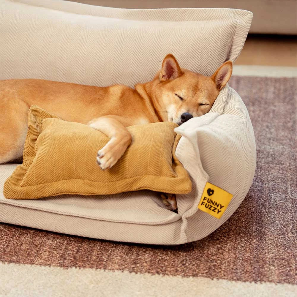 Cama ortopédica para perros de chenilla de temporada completa, con esponja de doble capa y almohada desmontable