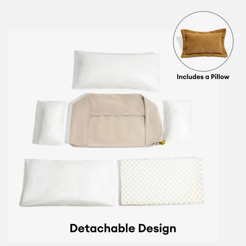 Cama ortopédica para perros de chenilla de temporada completa, con esponja de doble capa y almohada desmontable