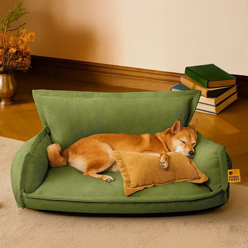 CHENILLE DE CHENILLE CHENILLE Doble capa extraíble Cama de perros ortopédica con almohada