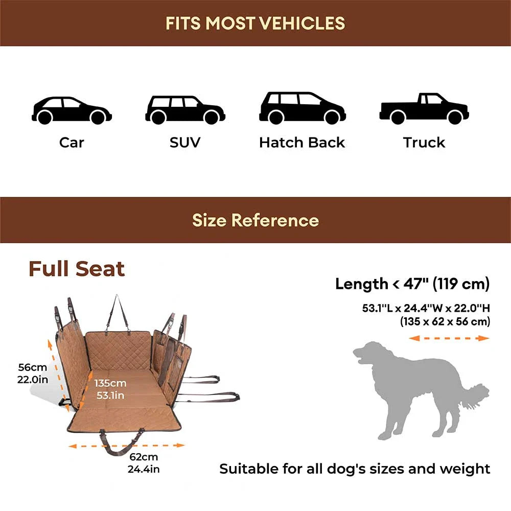 Funda hamaca impermeable para perro de cuero sintético premium – RideProtector