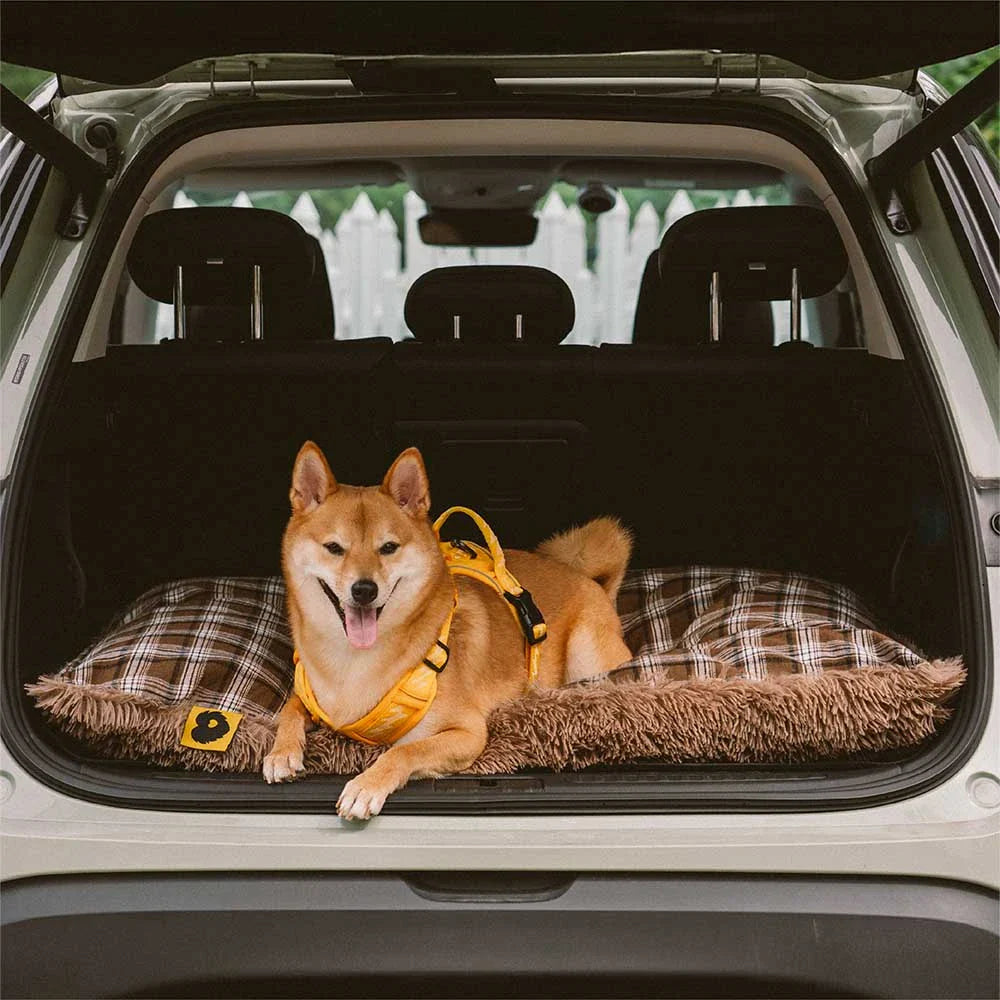 Alfombra para perros calmante de felpa extraíble de doble cara con diseño clásico de cuadros