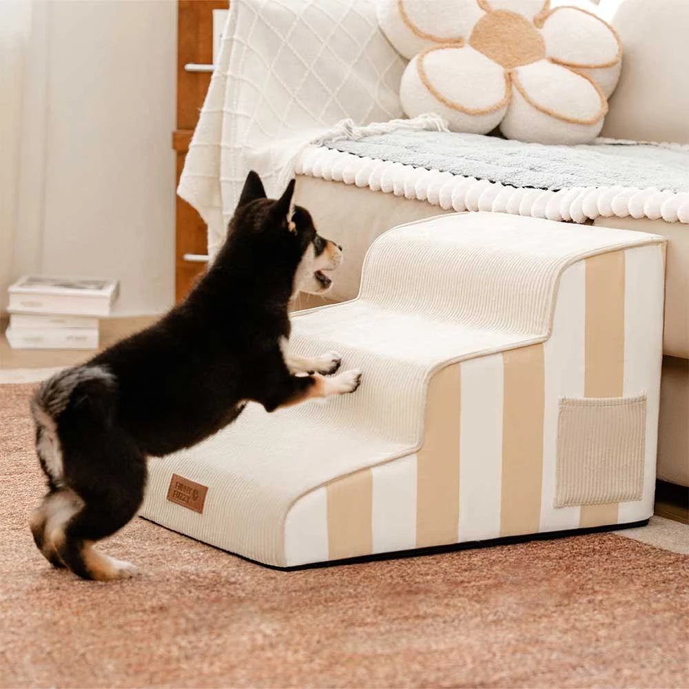 Escalera de mascotas antideslizante de esponja extraíble de rayas de moda - SafeStep