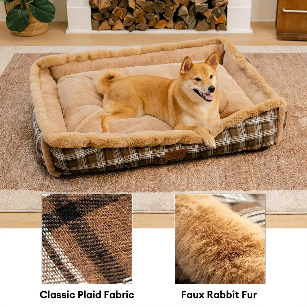 Cama de perros acogedor a checked checken a cuadros Vintage - Tucknap