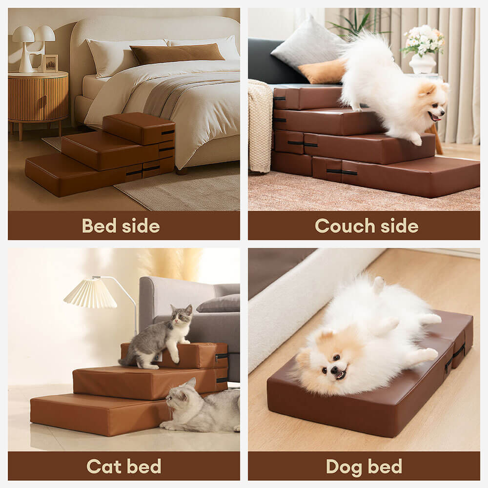 Escalera para mascotas modular de múltiples niveles de cuero PU impermeable y lavable