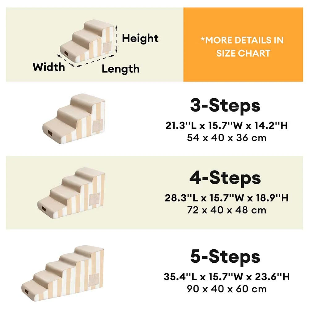 Escalera de mascotas antideslizante de esponja extraíble de rayas de moda - SafeStep