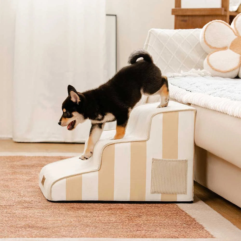 Escalera de mascotas antideslizante de esponja extraíble de rayas de moda - SafeStep