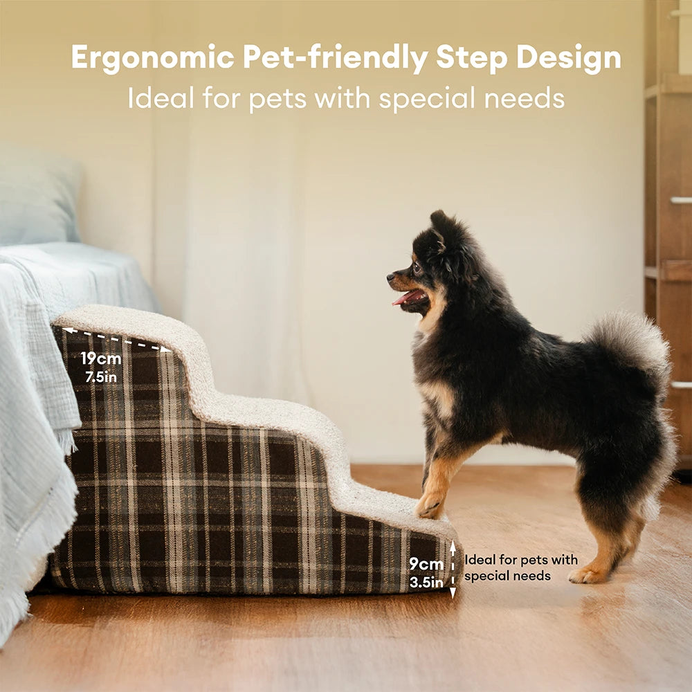 Rampas para mascotas de esponja de alta densidad con estampado de cuadros desmontables - ComfyClimb