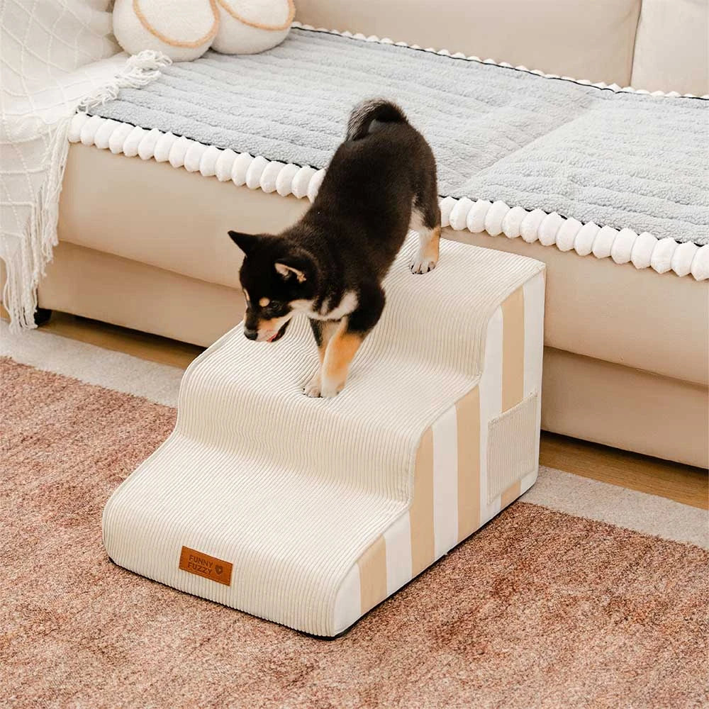 Escalera de mascotas antideslizante de esponja extraíble de rayas de moda - SafeStep