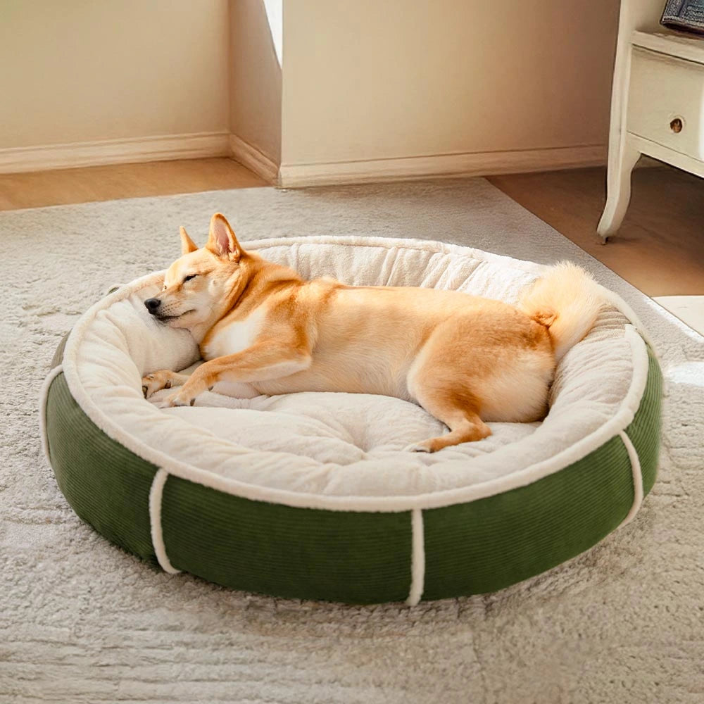 Cama para perros en forma de donut de corduroy ultra suave y antien ansiedad