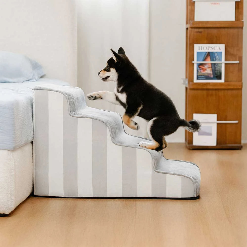 Escalera de mascotas antideslizante de esponja extraíble de rayas de moda - SafeStep