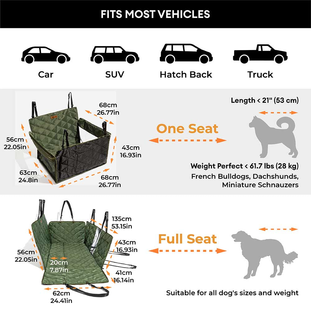Extensión de asiento trasero para perros móvil para dormitorio extra grande y de cobertura total - Ideal para viajar y acampar