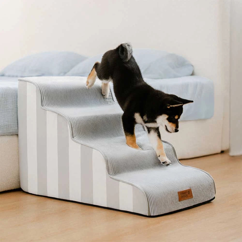 Escalera de mascotas antideslizante de esponja extraíble de rayas de moda - SafeStep