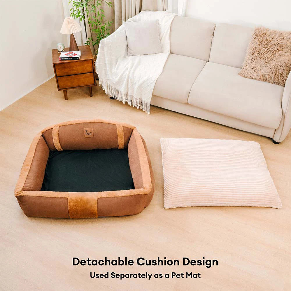 Vintage Large Cozy Calming Sofa Dog Bed