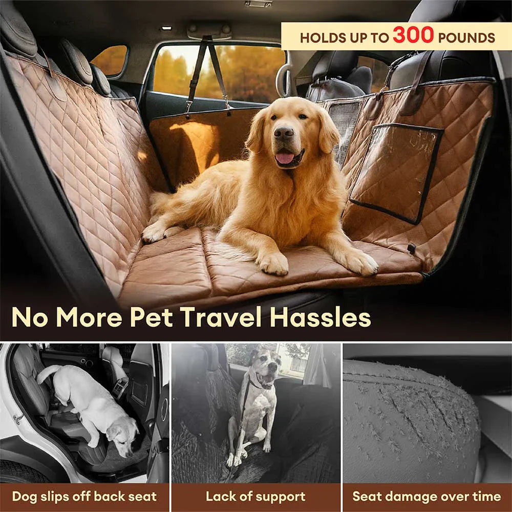 Funda para asiento de automóvil para perros de lujo de cuero sintético repelente al agua - RideProtector