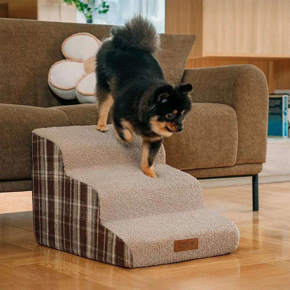 Rampas para mascotas de esponja de alta densidad con estampado de cuadros desmontables - ComfyClimb
