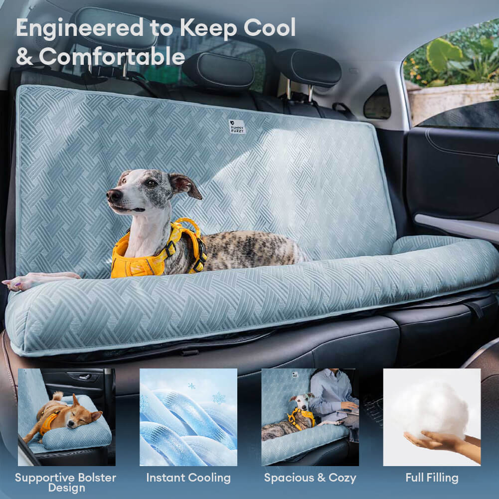 Cojín de viaje refrigerante para perro grande con seguridad para el asiento trasero del automóvil - Chill Rover