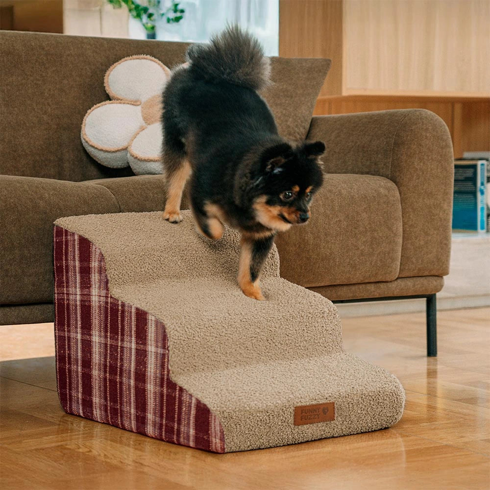 Rampas para mascotas de esponja de alta densidad con estampado de cuadros desmontables - ComfyClimb