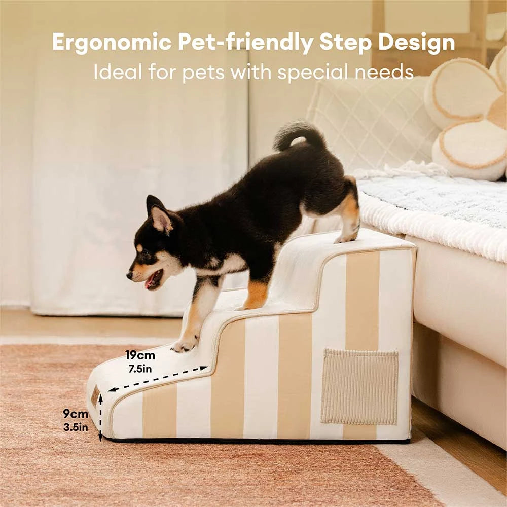 Escalera de mascotas antideslizante de esponja extraíble de rayas de moda - SafeStep