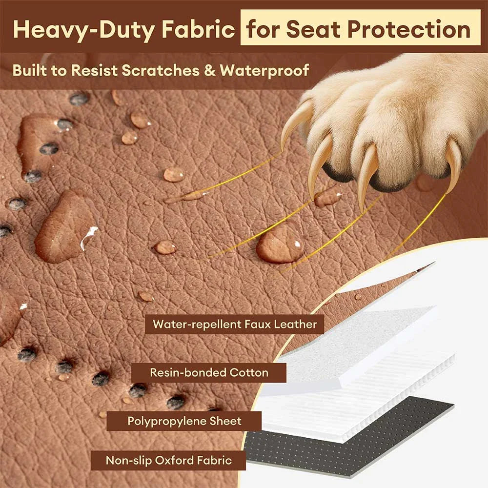 Funda para asiento de automóvil para perros de lujo de cuero sintético repelente al agua - RideProtector