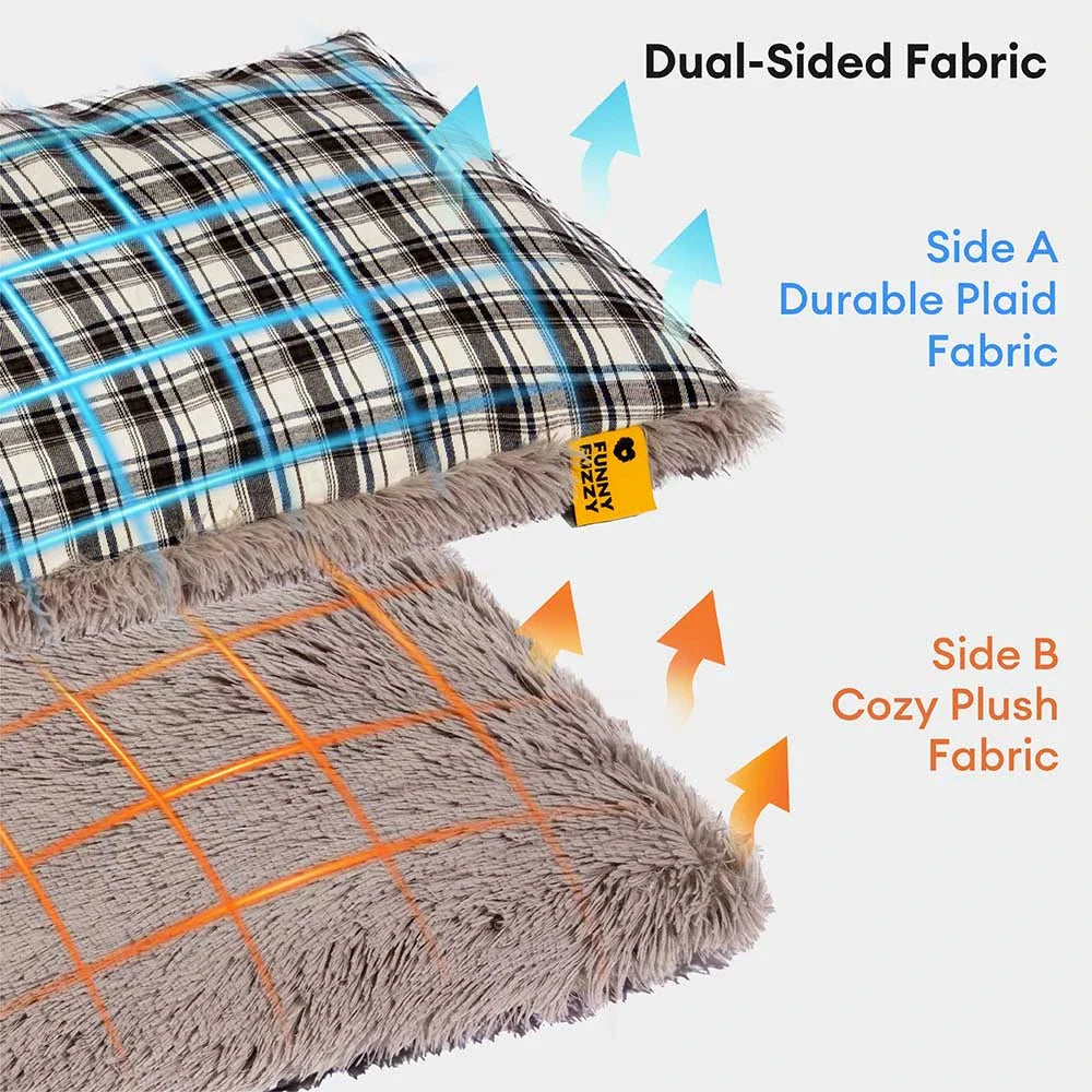 Alfombra para perros calmante de felpa extraíble de doble cara con diseño clásico de cuadros