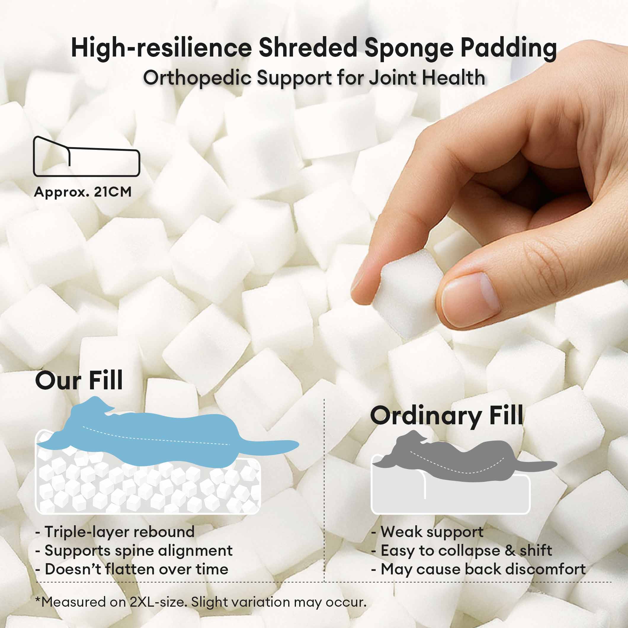 Cama grande e espessa com almofada para proteção da coluna e resistente a arranhões