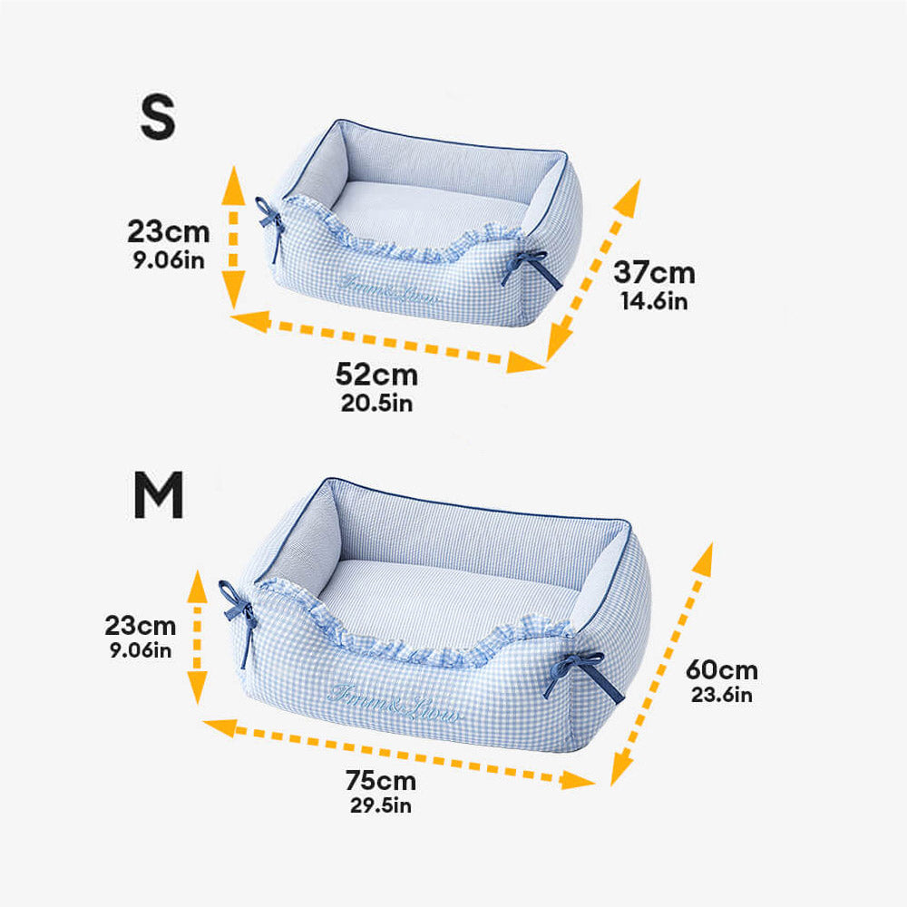 Cama para perros y gatos de tartán suave, lavable, con almohadas
