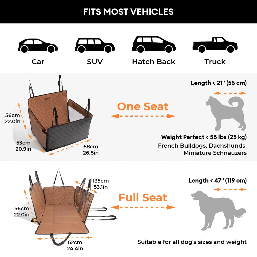 Funda para asiento de automóvil para perros de lujo de cuero sintético repelente al agua - RideProtector