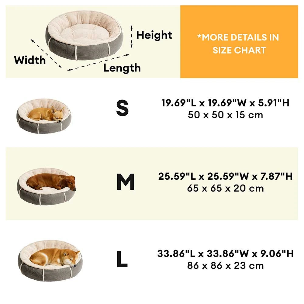 Cama para perros en forma de donut de corduroy ultra suave y antien ansiedad