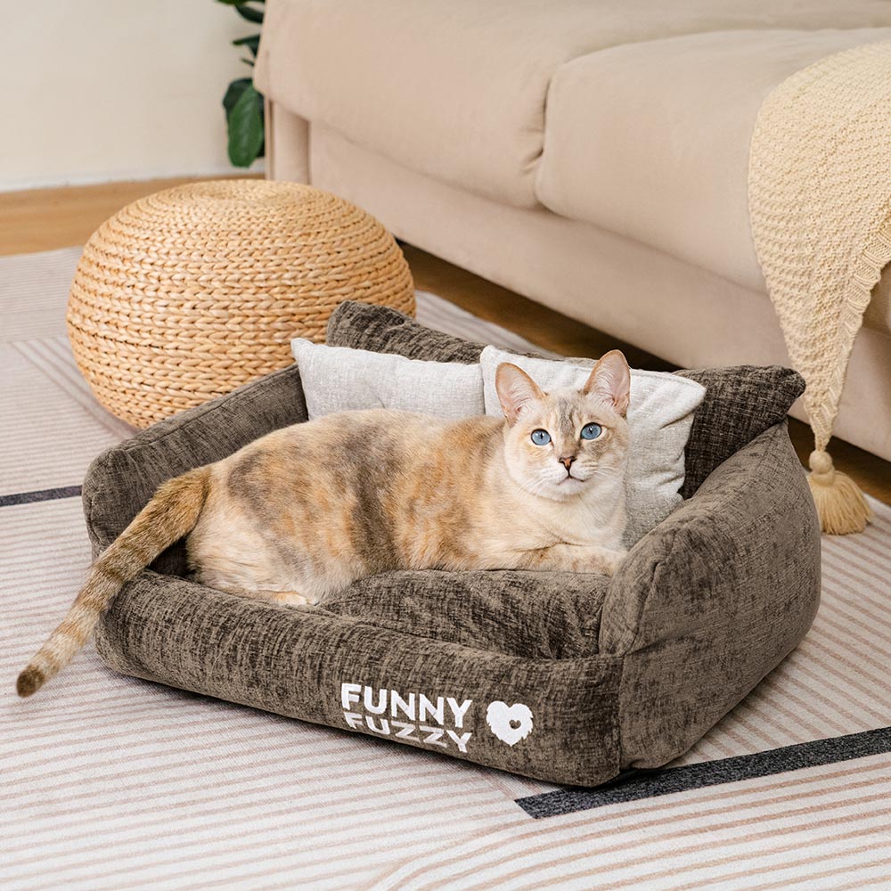 Cama de sofá de gato blando chenille chenille