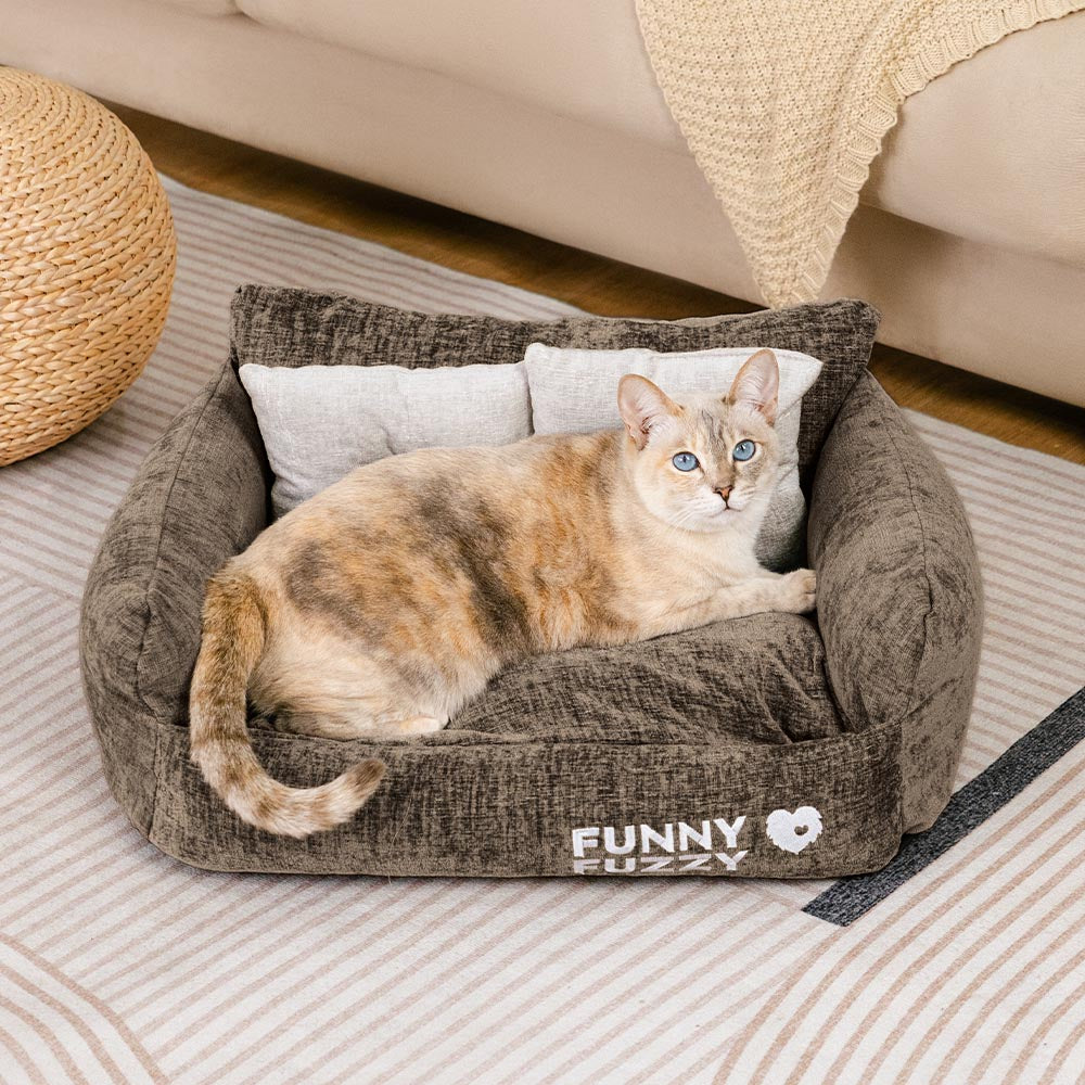 Cama de sofá de gato blando chenille chenille