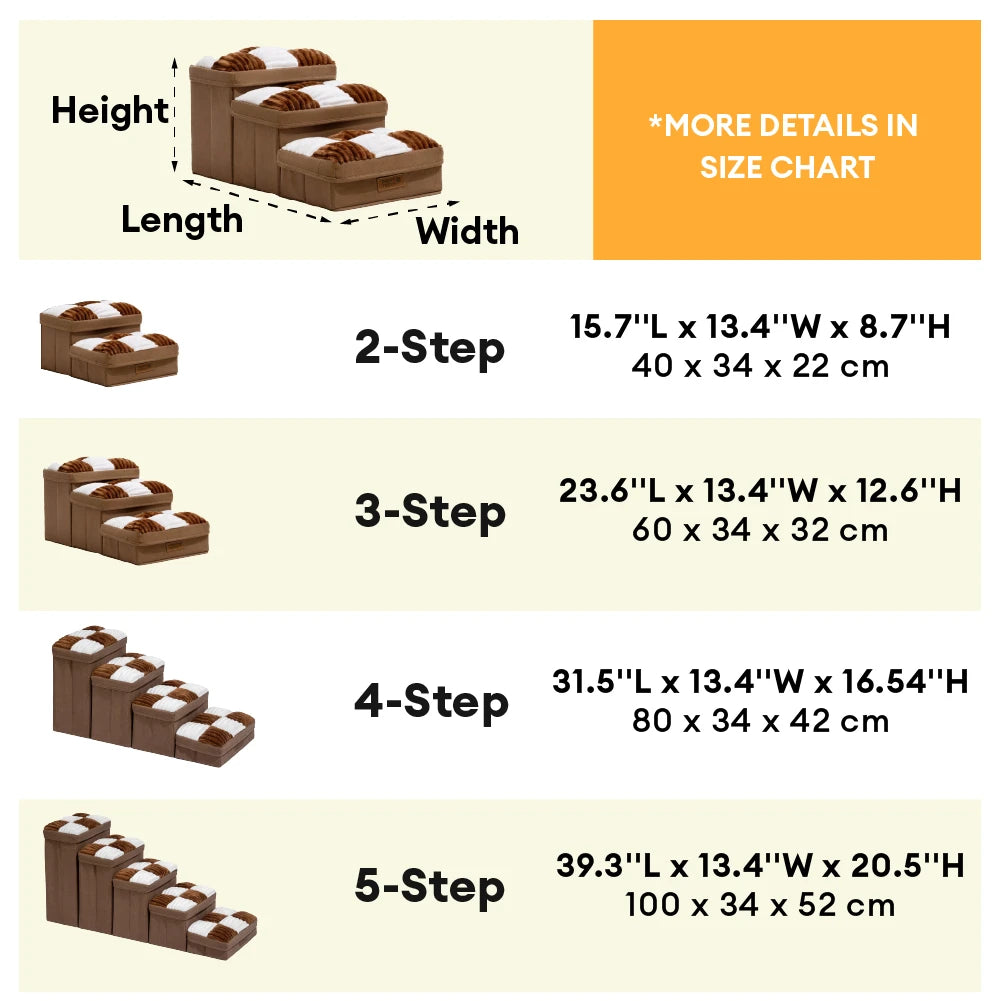 Detachable Chessboard Plaid Handcrafted Dog Stairs with Storage - Foldable Steps