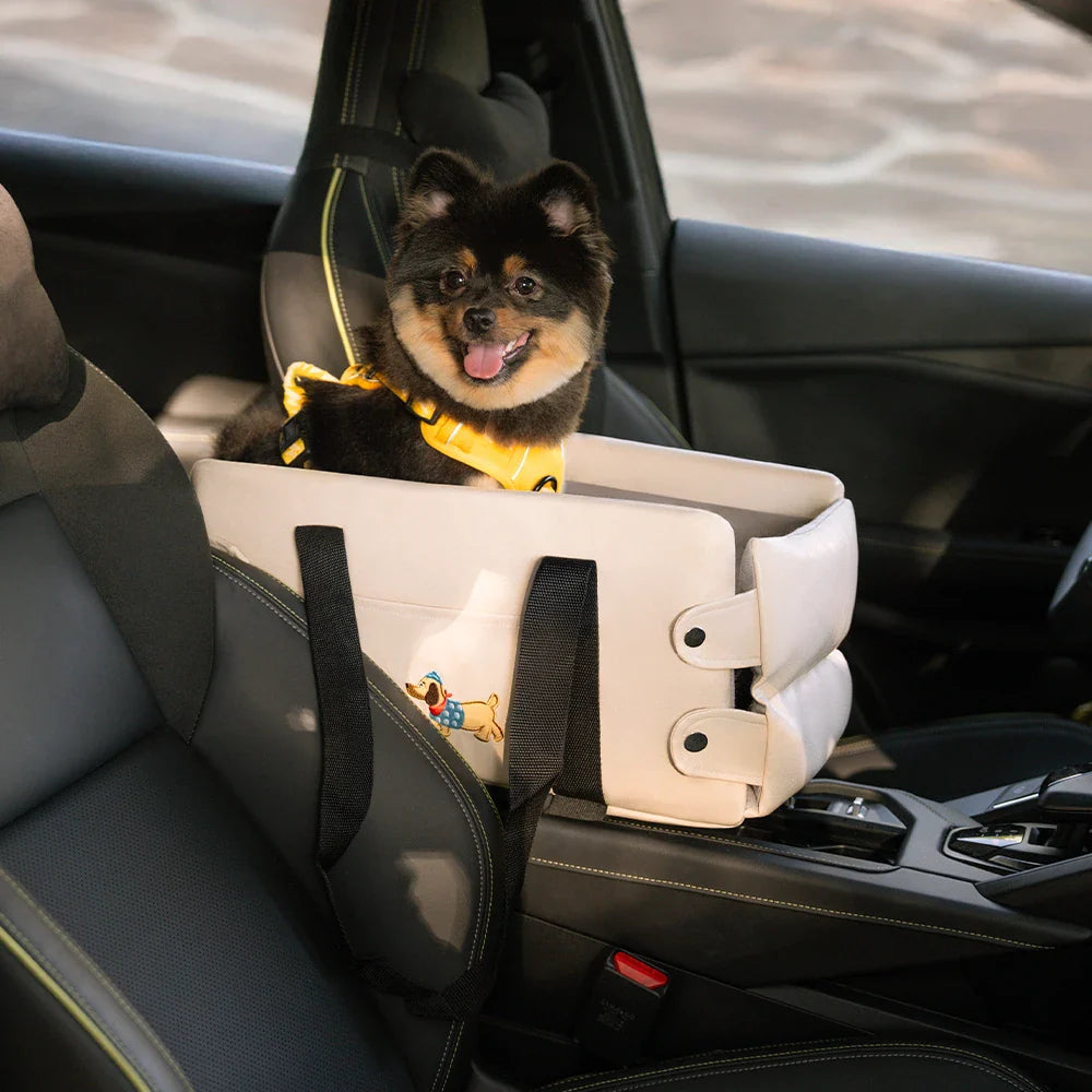 Asiento de perro para automóvil de consola central impermeable de imitación de cuero portátil para viajar