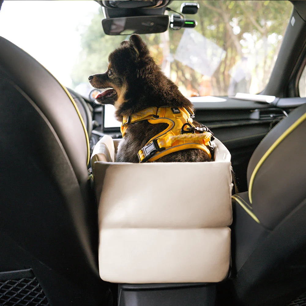 Asiento de perro para automóvil de consola central impermeable de imitación de cuero portátil para viajar
