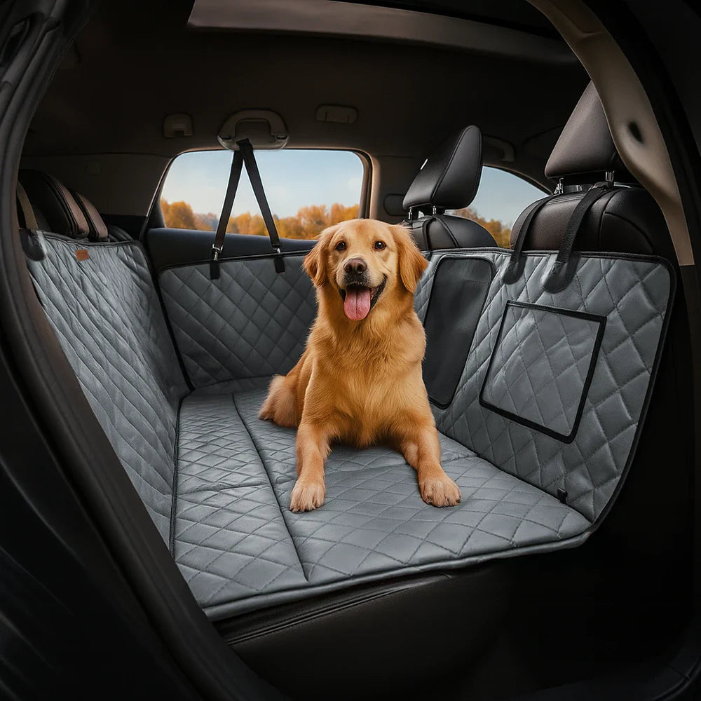 Funda para asiento de automóvil para perros de lujo de cuero sintético repelente al agua - RideProtector