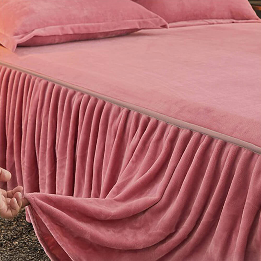 Sólido <tc>Color</tc> Funda protectora de colchón de terciopelo suave y cálido con forma de leche para cama
