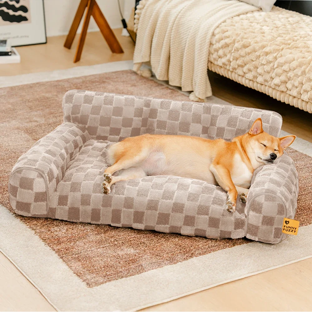 Cama de refugios de perro ortopédico y esponjes removibles a cuadros - Cozynest