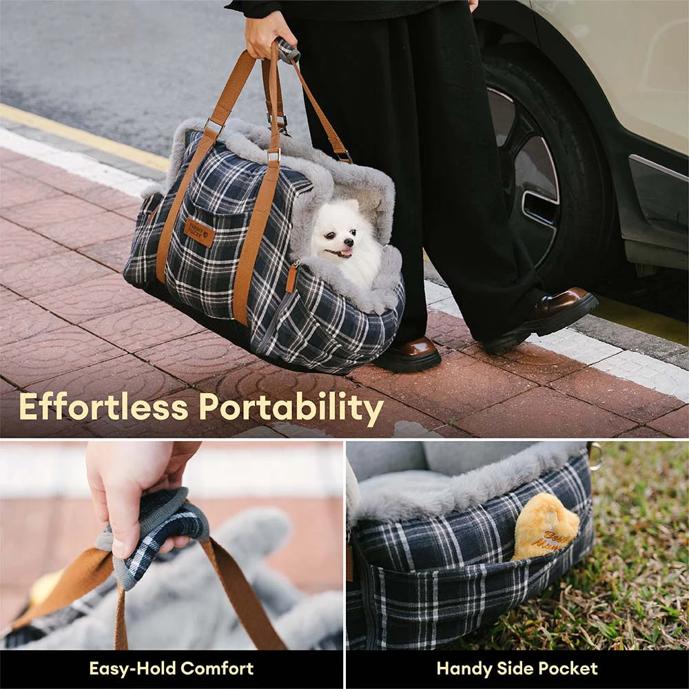 3 in 1 Fluffy Warmth Safe Dog Booster Car Seat Bed - Winter Cruiser