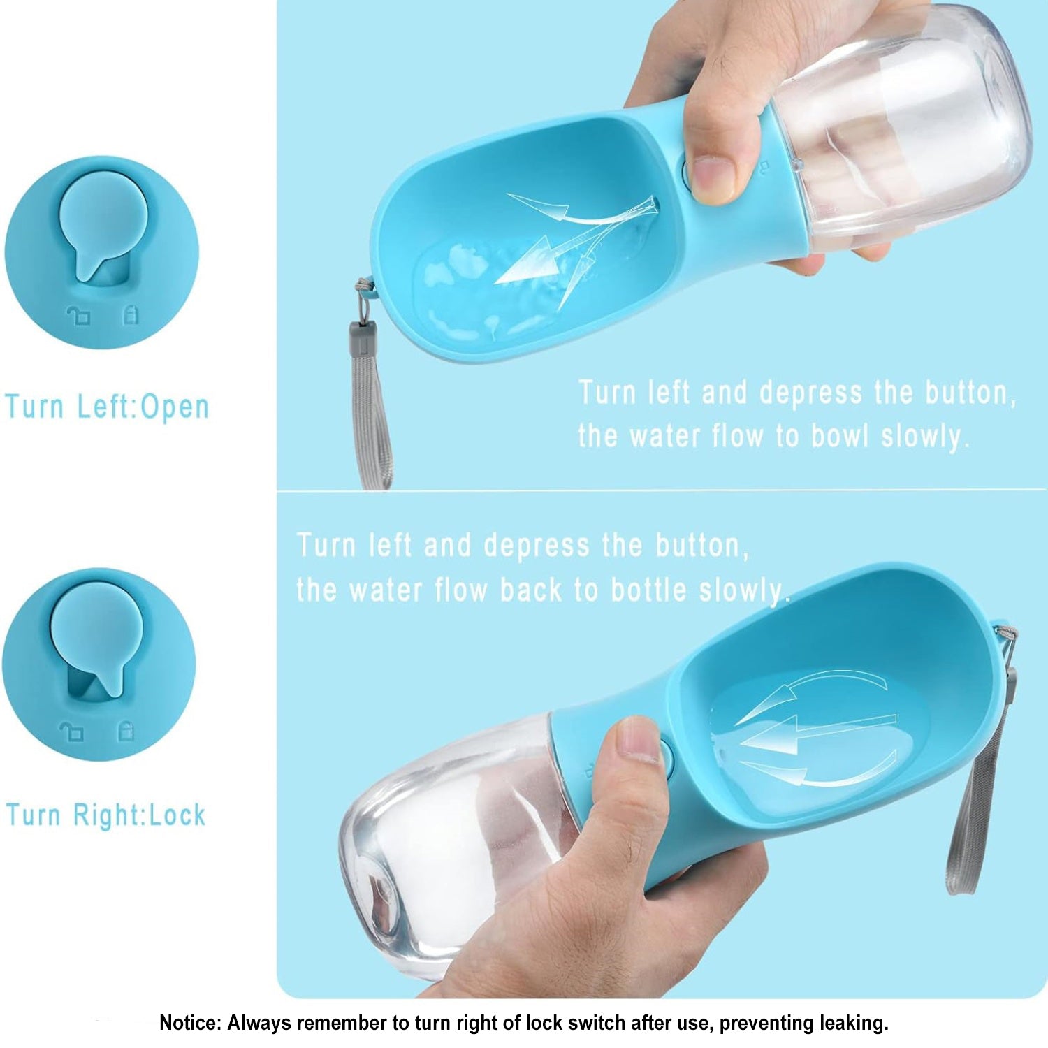 Botella de agua portátil multifuncional 3 en 1 para pasear al perro