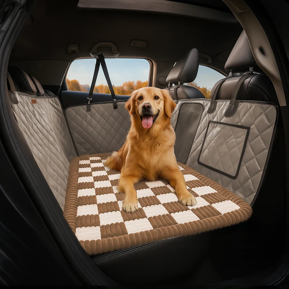 Funda para asiento de automóvil para perros de lujo de cuero sintético repelente al agua - RideProtector