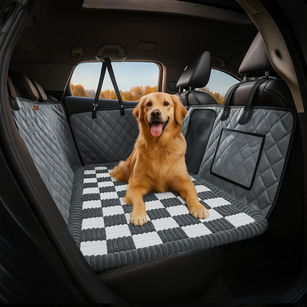 Funda para asiento de automóvil para perros de lujo de cuero sintético repelente al agua - RideProtector
