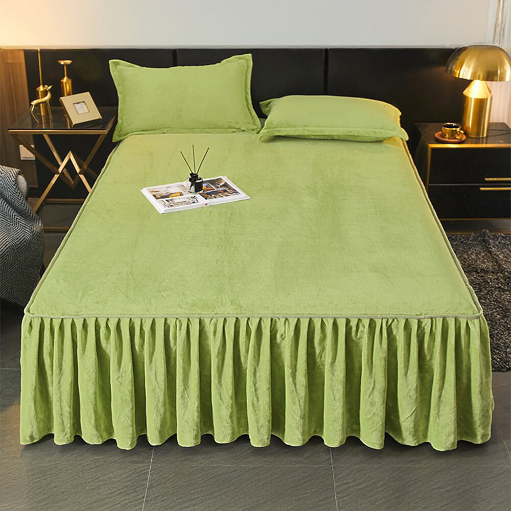 Sólido <tc>Color</tc> Funda protectora de colchón de terciopelo suave y cálido con forma de leche para cama