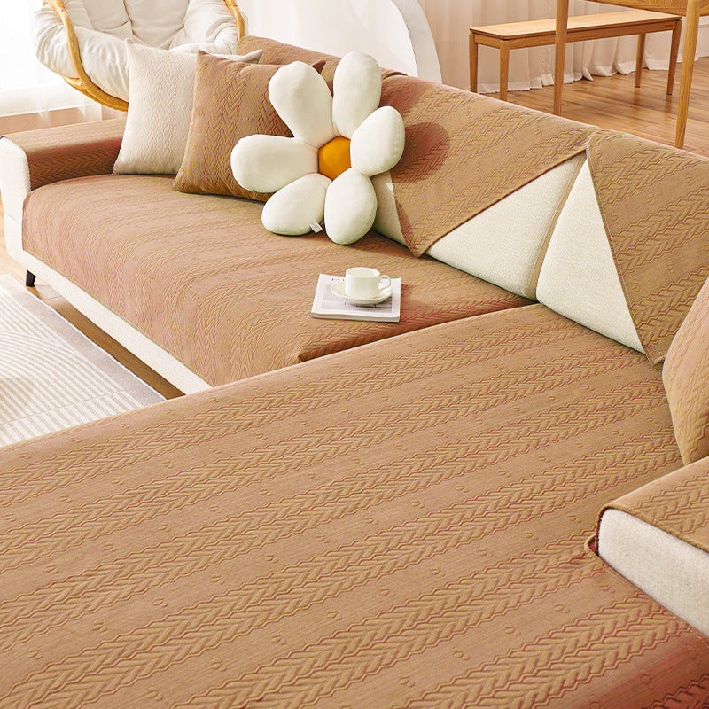 Cubierta de sofá sin deslizamiento transpirable impreso por oreja de trigo Chenille