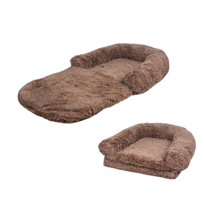 Cama grande y elegante de felpa para perros, cama plegable para perros y humanos
