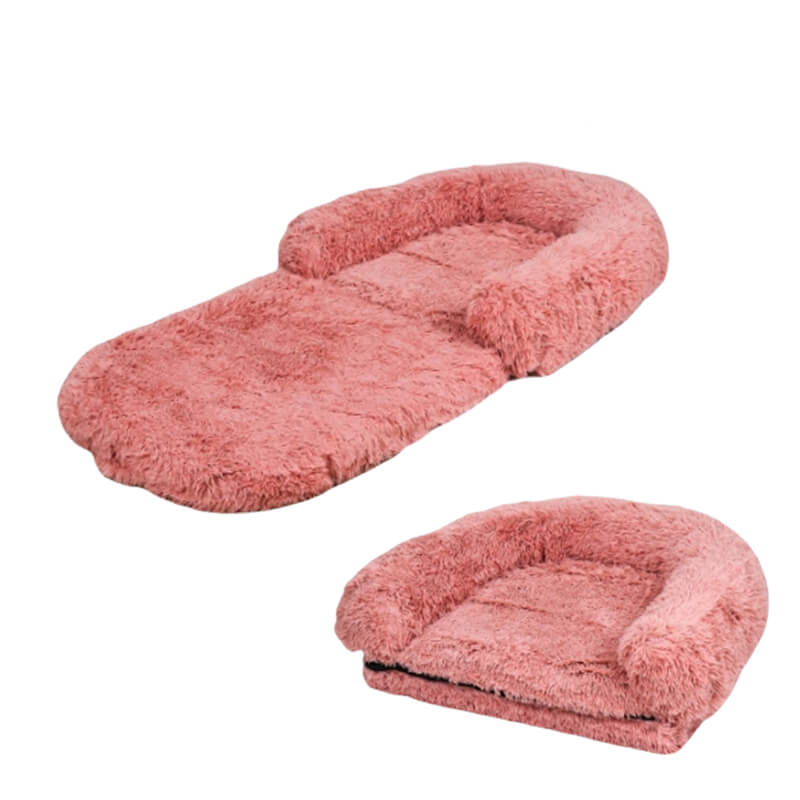 Cama grande y elegante de felpa para perros, cama plegable para perros y humanos