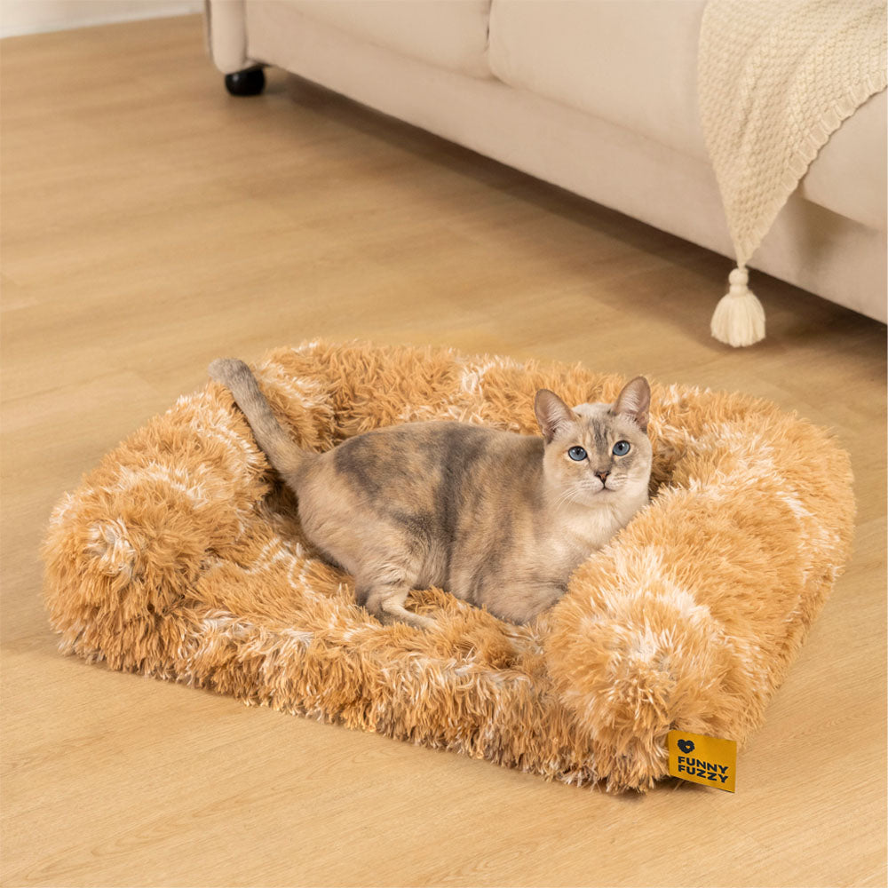 Sofá cama ortopédico para gatos con diseño de cuadros clásico - Comodidad acogedora