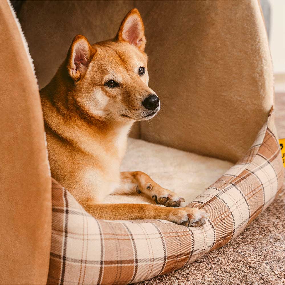 Cama ortopédica para perros con diseño clásico de cuadros escoceses - Warm Retreat